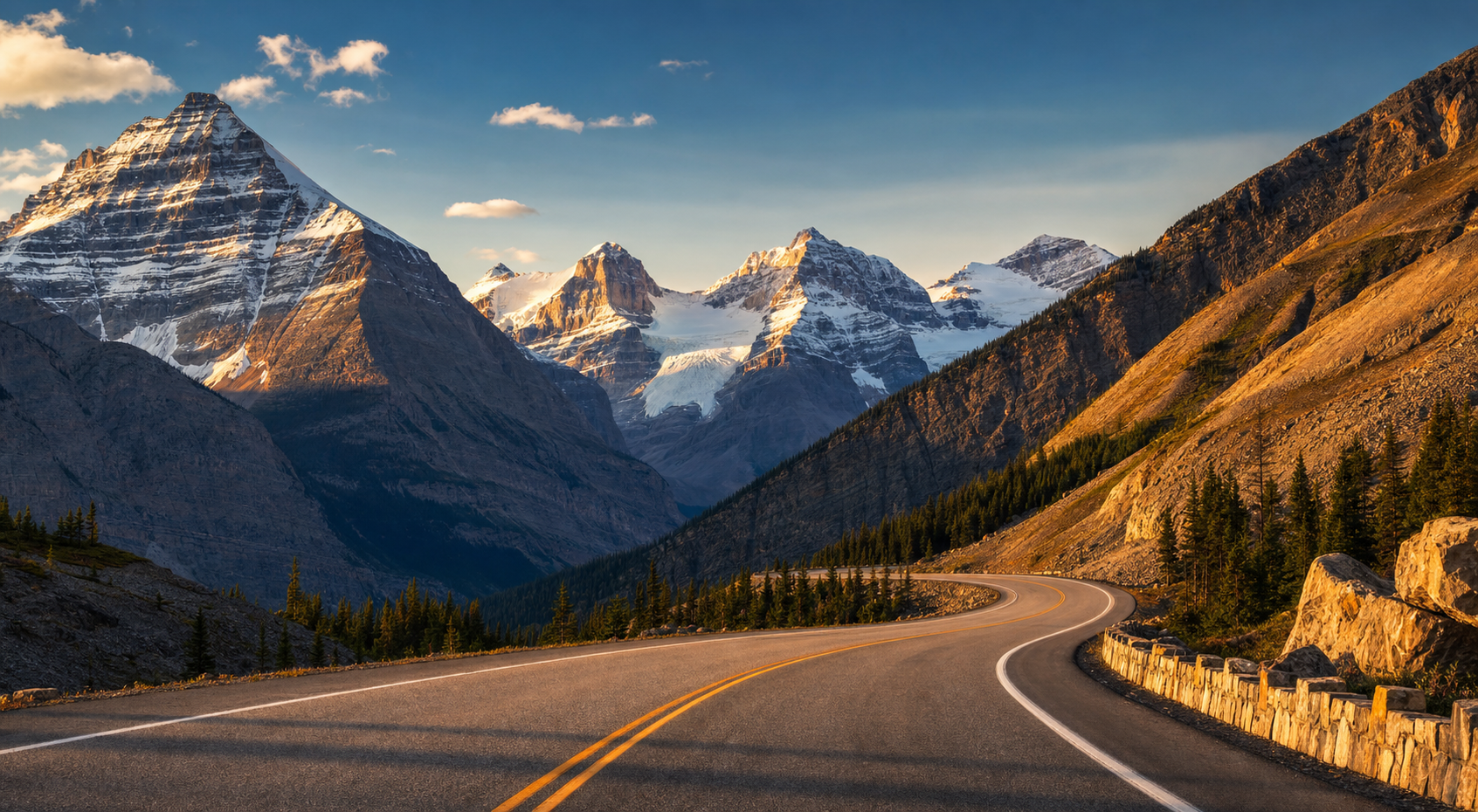 Scenic American highway through mountains